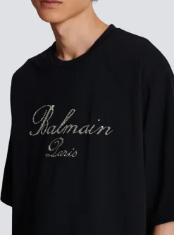 Signature Embroidered T-shirt-Balmain Discount
