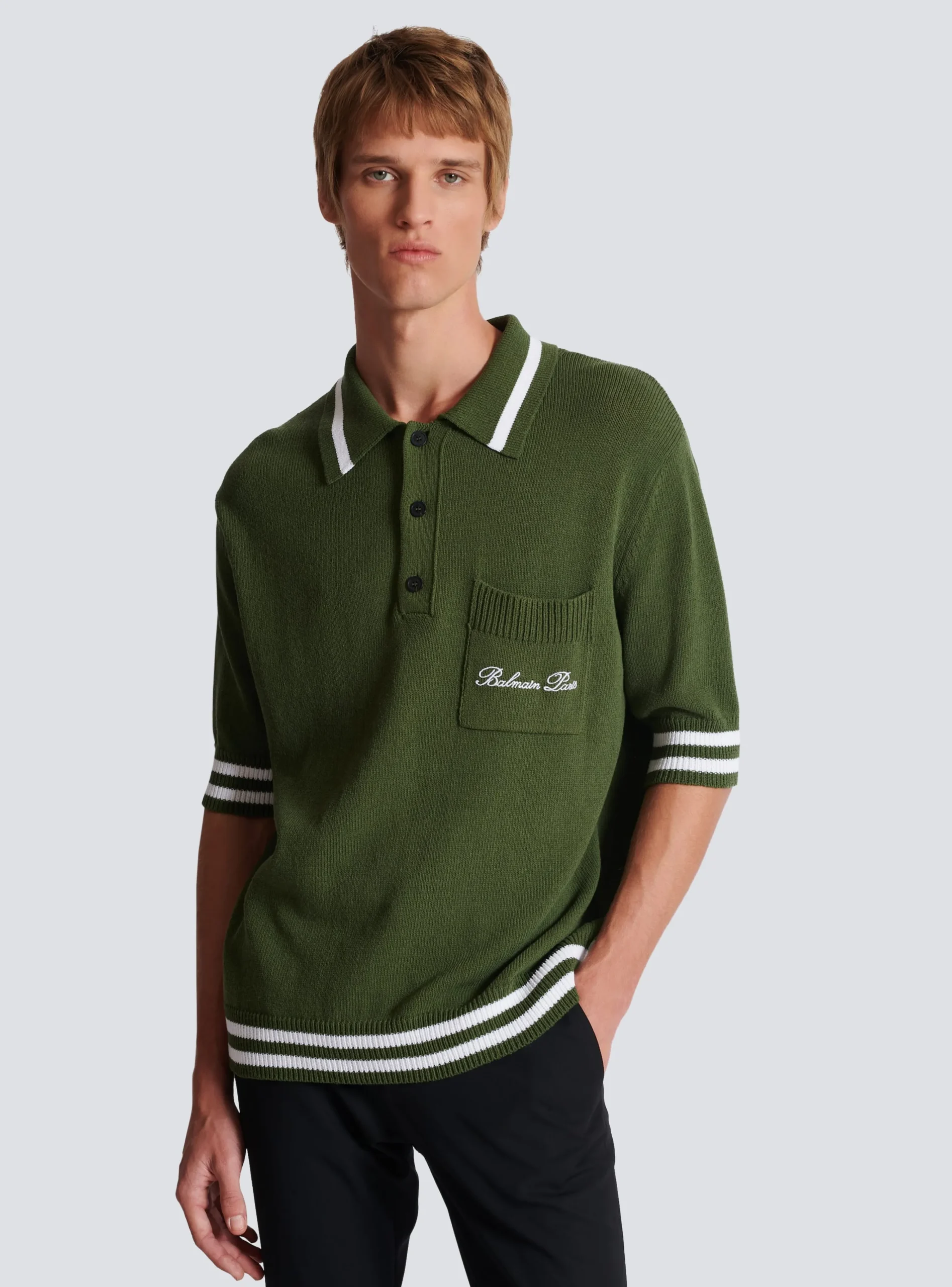 Signature Knit Polo Shirt-Balmain Best Sale