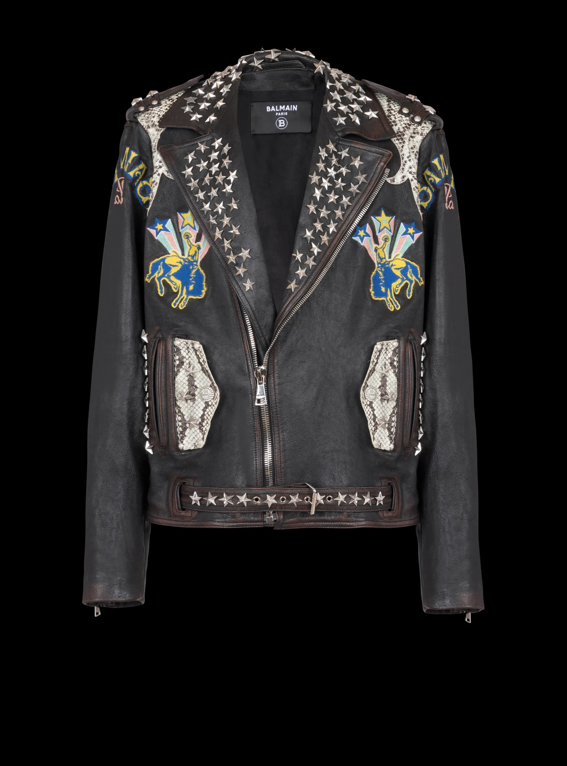 Western Leather Biker Jacket-Balmain Best
