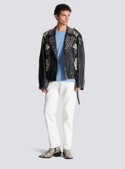 Western Leather Biker Jacket-Balmain Best