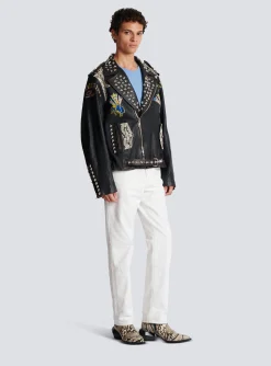 Western Leather Biker Jacket-Balmain Best