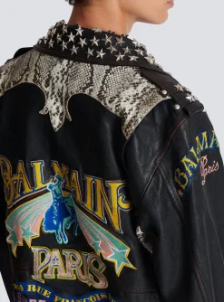 Western Leather Biker Jacket-Balmain Best