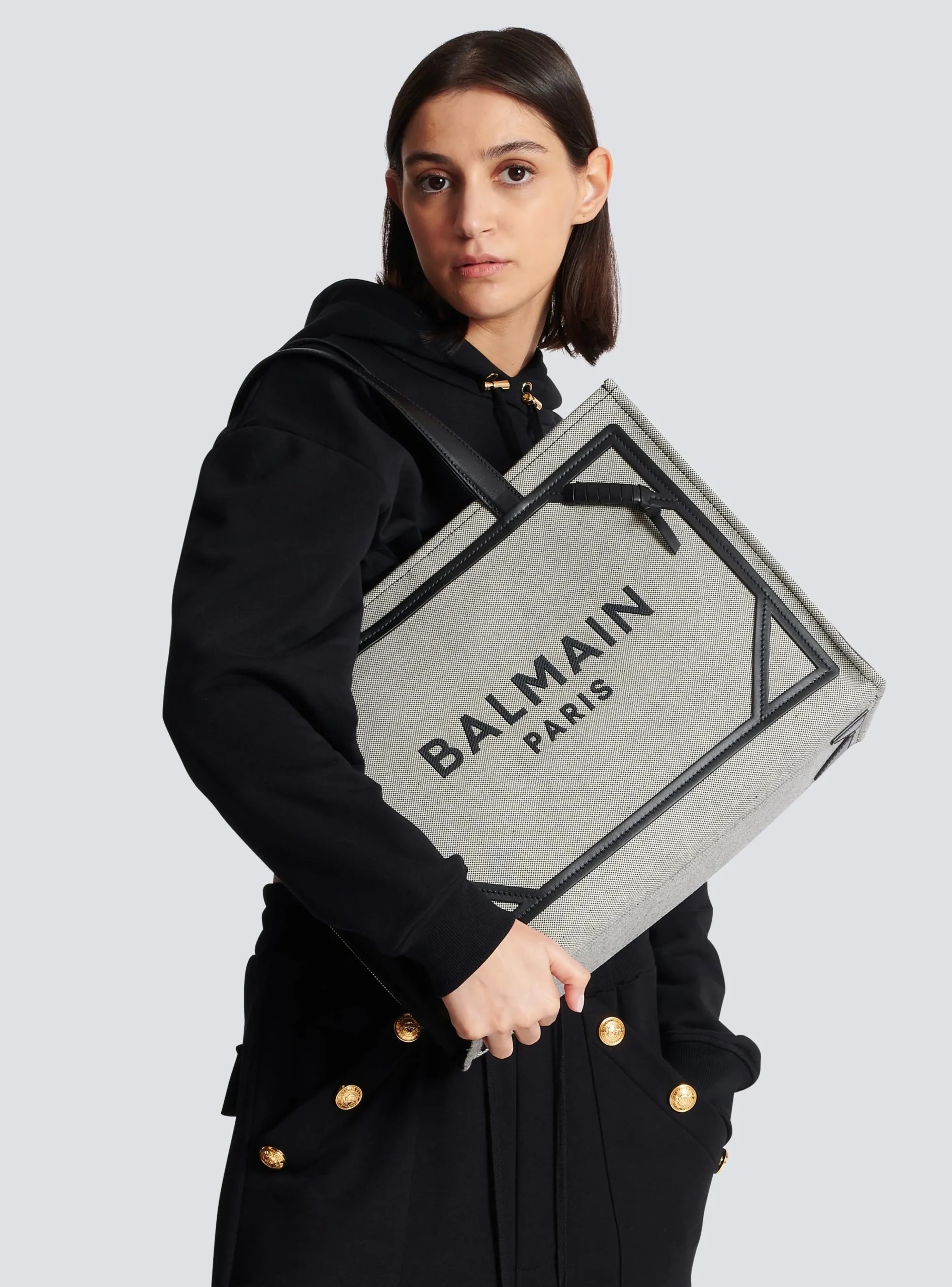 B-Army 42 Canvas And Smooth Leather Tote Bag-Balmain Sale