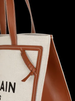 B-Army 42 Canvas Tote Bag With Leather Details-Balmain New