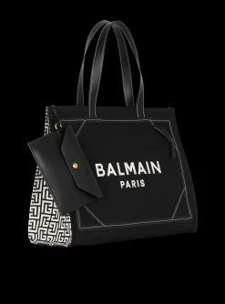 B-Army 42 Monogrammed Canvas And Smooth Leather Tote Bag-Balmain Best