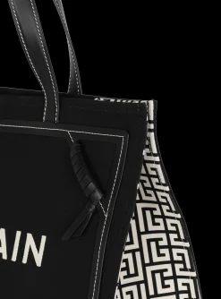 B-Army 42 Monogrammed Canvas And Smooth Leather Tote Bag-Balmain Best