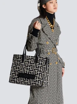 B-Army 42 Monogrammed Jacquard And Leather Tote Bag-Balmain Best