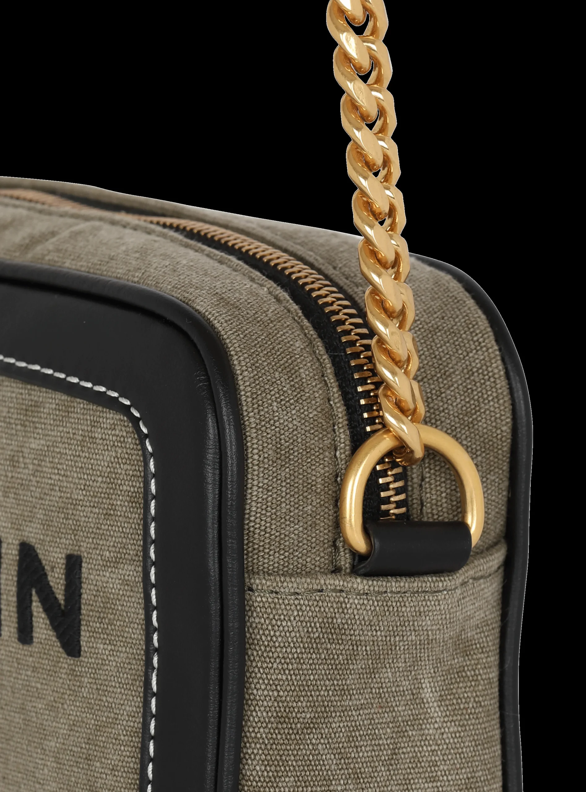 B-Army Canvas And Leather Clutch-Balmain Online
