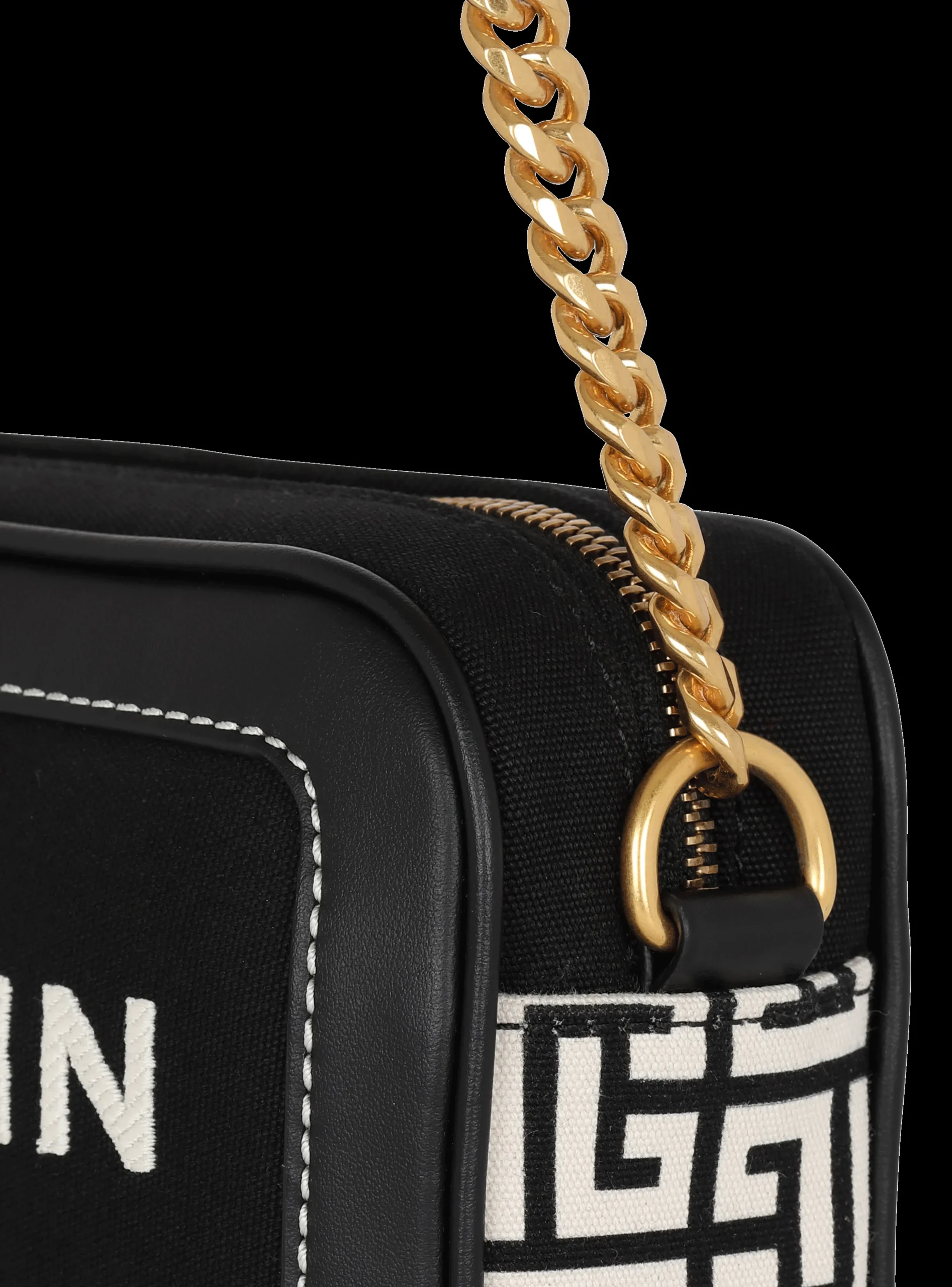 B-Army Canvas And Leather Clutch-Balmain Discount