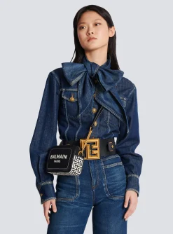 B-Army Canvas And Leather Clutch-Balmain Discount