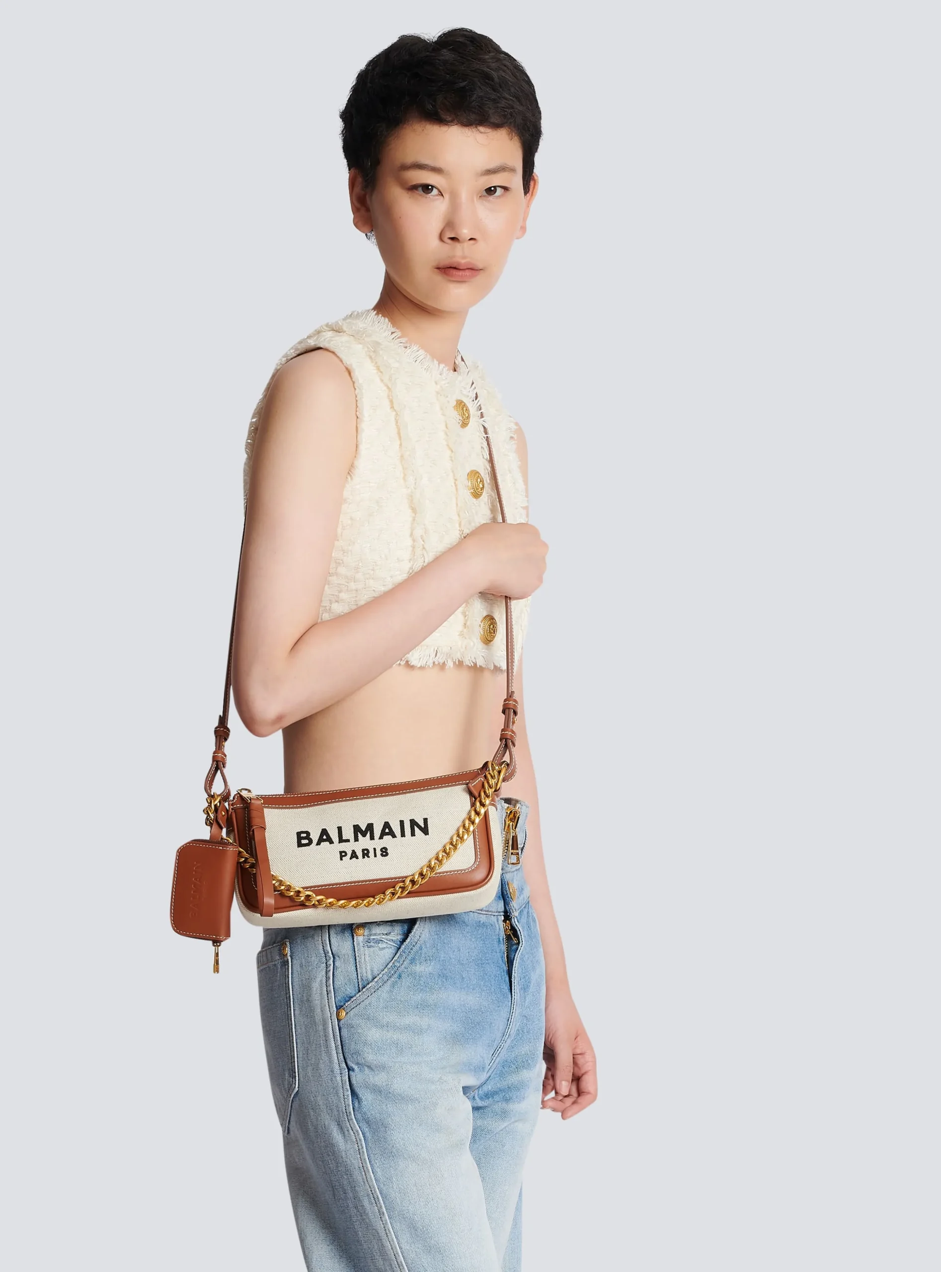 B-Army Canvas Clutch Bag With Leather Inserts-Balmain Clearance
