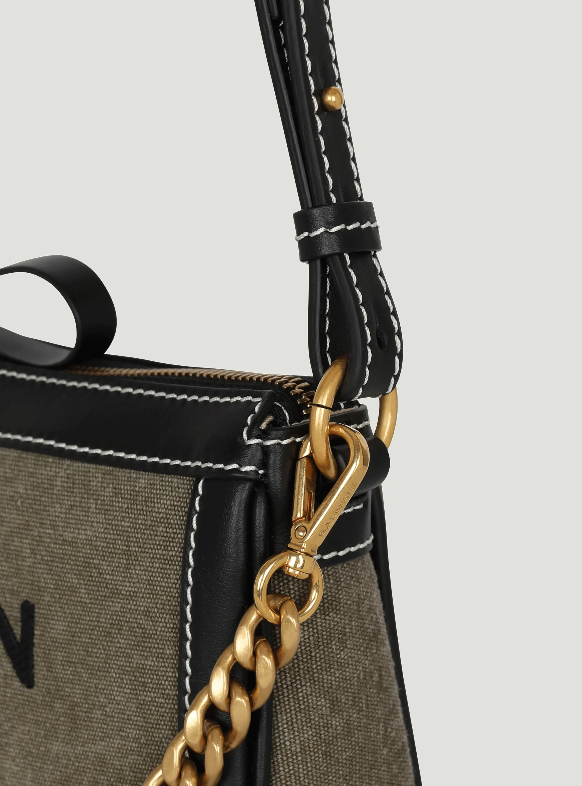B-Army Canvas Clutch Bag With Leather Inserts-Balmain Shop