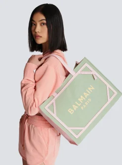 B-Army Medium Canvas And Leather Tote Bag-Balmain Shop
