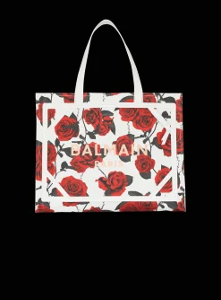 B-Army Medium Canvas Tote Bag With A Roses Print-Balmain Store