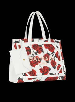 B-Army Medium Canvas Tote Bag With A Roses Print-Balmain Store