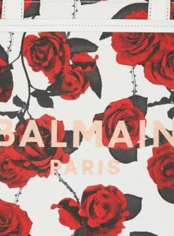 B-Army Medium Canvas Tote Bag With A Roses Print-Balmain Store