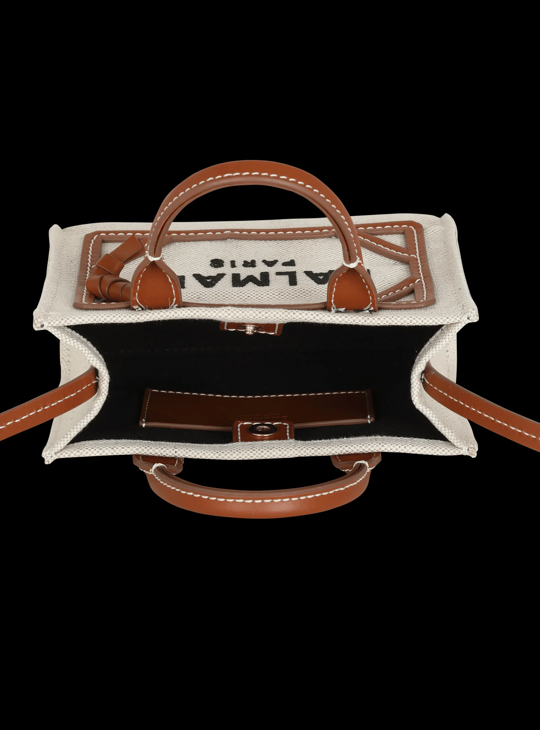B-Army Mini Canvas Shopping Bag With Leather Inserts-Balmain Sale