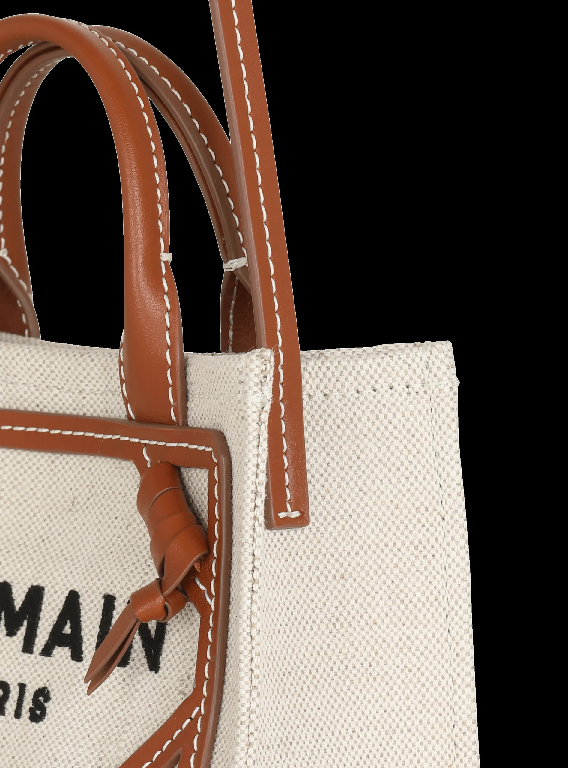 B-Army Mini Canvas Shopping Bag With Leather Inserts-Balmain Sale