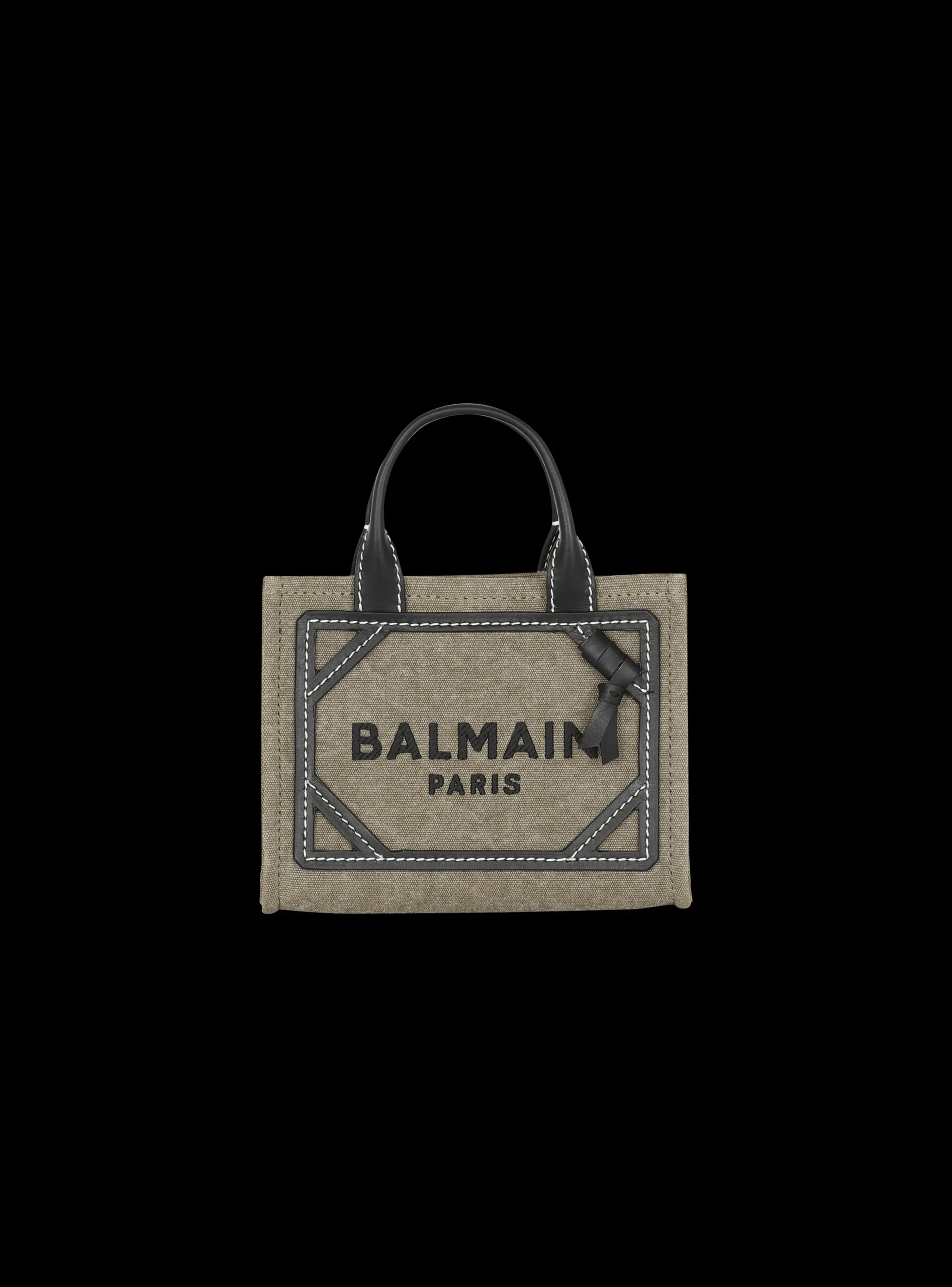 B-Army Mini Canvas Shopping Bag With Leather Inserts-Balmain Online