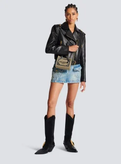 B-Army Mini Canvas Shopping Bag With Leather Inserts-Balmain Online