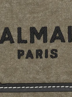 B-Army Mini Canvas Shopping Bag With Leather Inserts-Balmain Online
