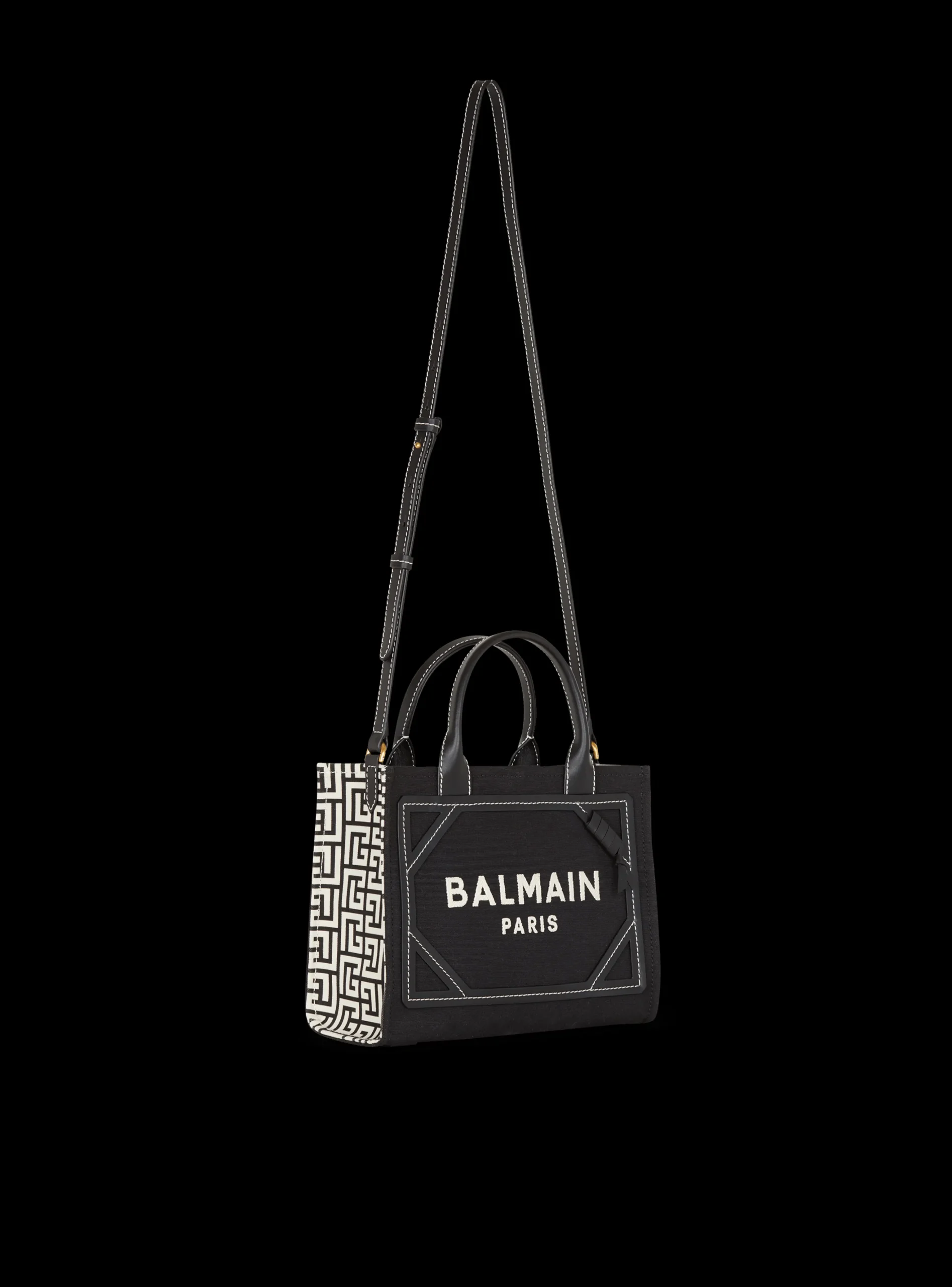 B-Army Monogrammed Canvas And Smooth Leather Tote Bag-Balmain Sale
