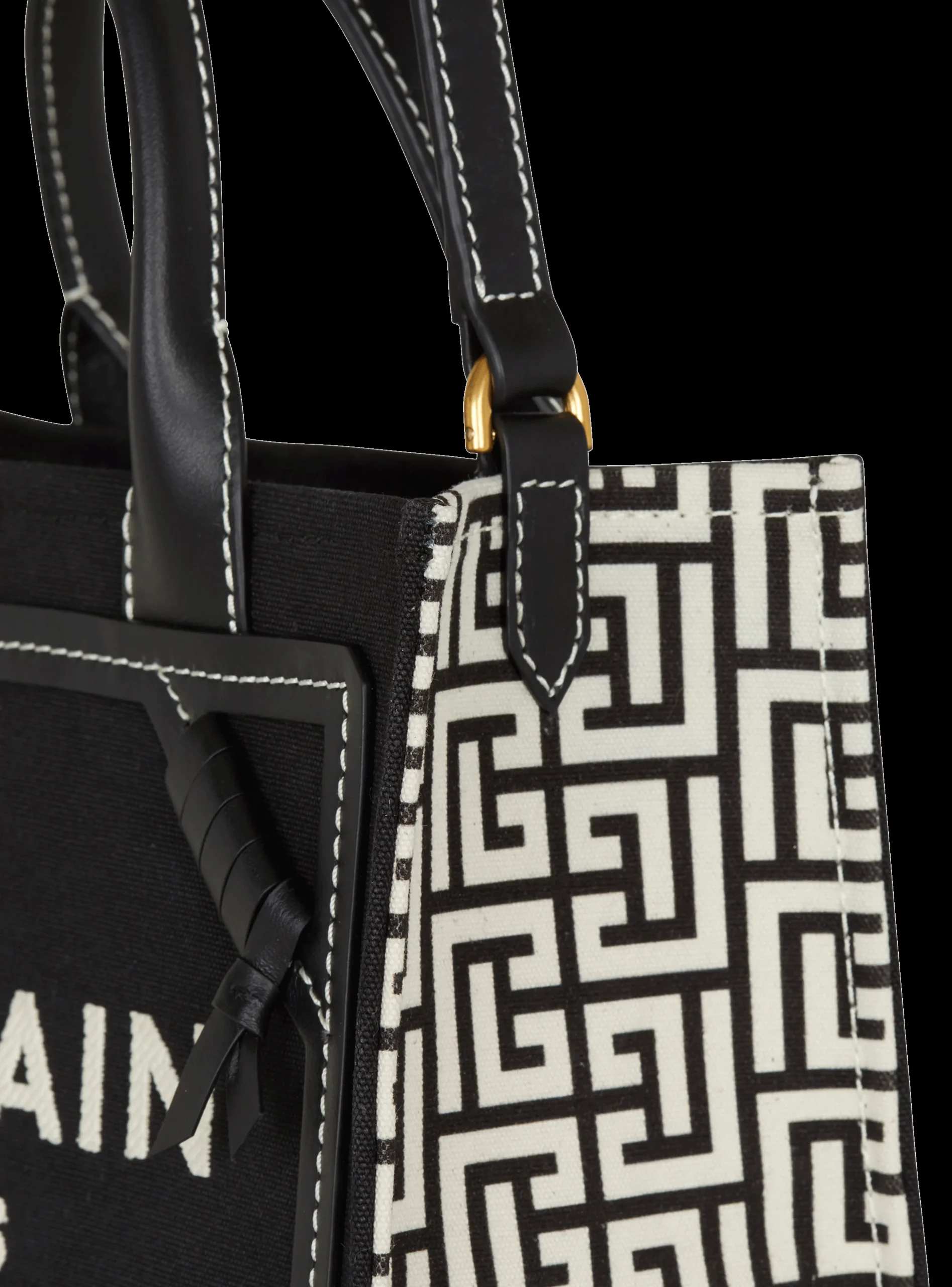 B-Army Monogrammed Canvas And Smooth Leather Tote Bag-Balmain Sale