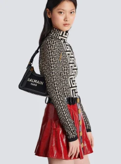 B-Army Monogrammed Canvas And Smooth Leather Handbag-Balmain Cheap