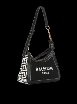 B-Army Monogrammed Canvas And Smooth Leather Handbag-Balmain Cheap