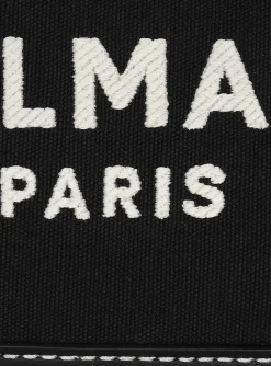 B-Army Monogrammed Canvas And Smooth Leather Handbag-Balmain Cheap