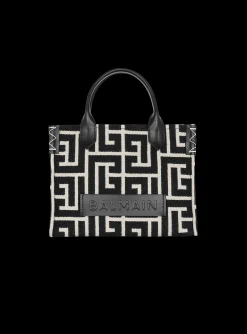 B-Army Monogrammed Jacquard And Leather Tote Bag-Balmain Discount