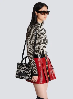 B-Army Monogrammed Jacquard And Leather Tote Bag-Balmain Discount