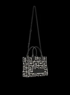 B-Army Monogrammed Jacquard And Leather Tote Bag-Balmain Discount