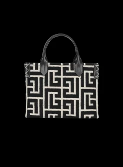 B-Army Monogrammed Jacquard And Leather Tote Bag-Balmain Discount