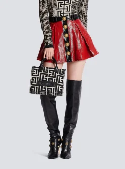 B-Army Monogrammed Jacquard And Leather Tote Bag-Balmain Discount