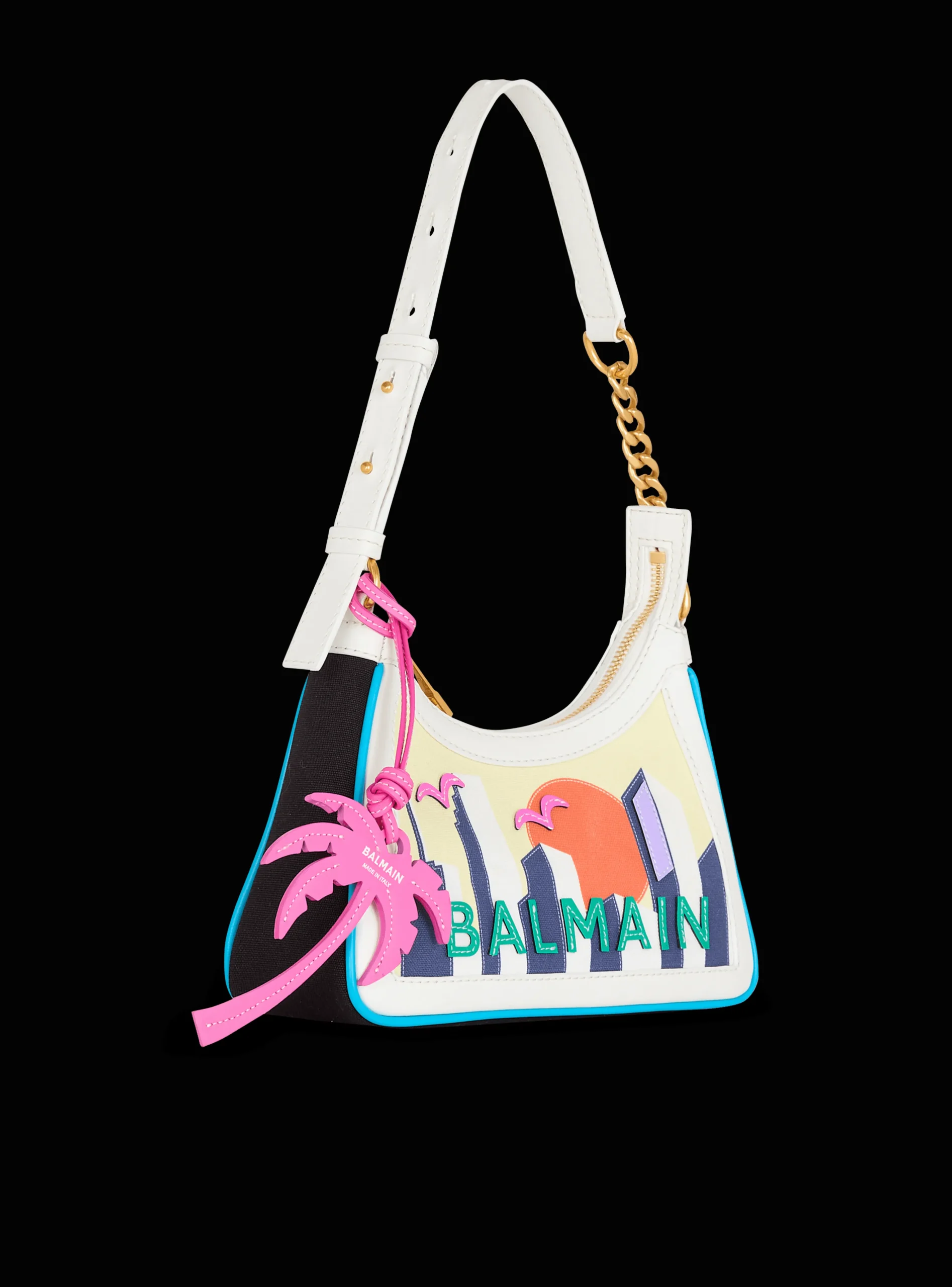 B-Army Shoulder Bag In Calfskin And Printed Postcard Canvas-Balmain Flash Sale