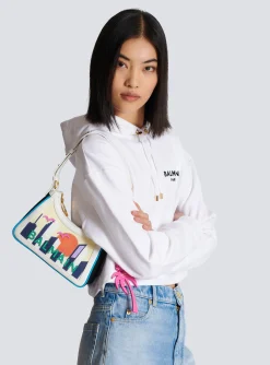 B-Army Shoulder Bag In Calfskin And Printed Postcard Canvas-Balmain Flash Sale