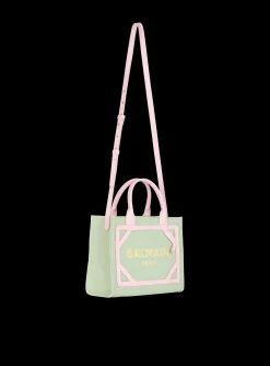 B-Army Small Canvas And Leather Tote Bag-Balmain Outlet