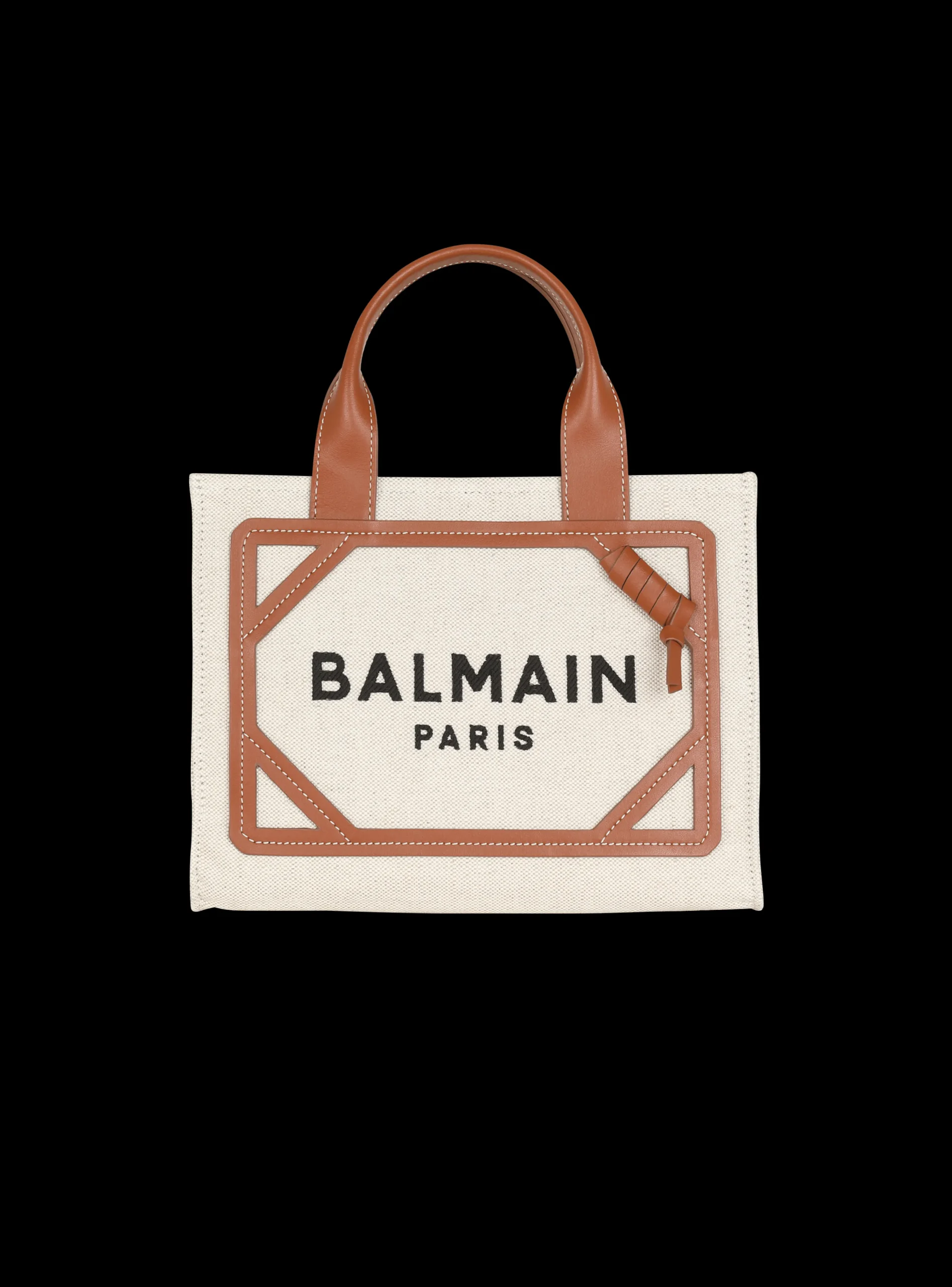 B-Army Small Canvas Shopping Bag With Leather Inserts-Balmain Outlet