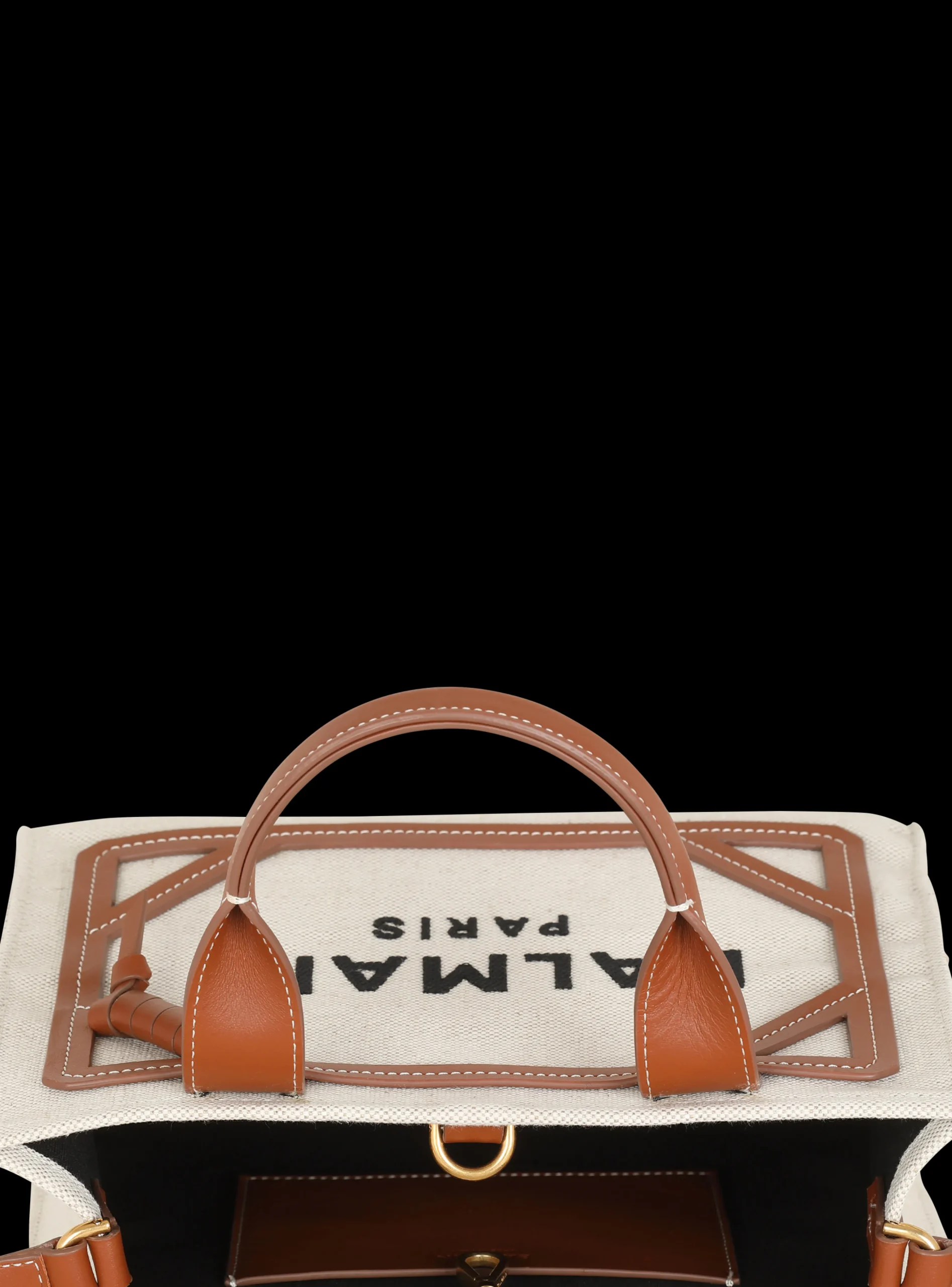 B-Army Small Canvas Shopping Bag With Leather Inserts-Balmain Outlet