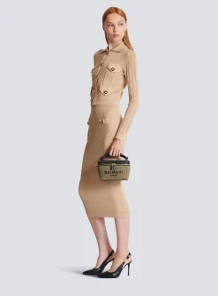 B-Army Vanity Case In Canvas And Leather-Balmain Outlet