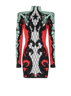 Baroque Jacquard Dress-Balmain Cheap