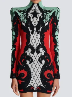 Baroque Jacquard Dress-Balmain Cheap