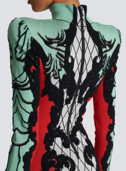 Baroque Jacquard Dress-Balmain Cheap