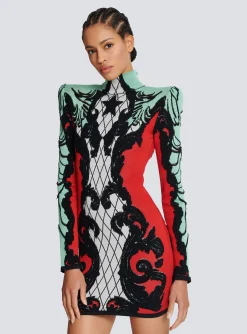 Baroque Jacquard Dress-Balmain Cheap