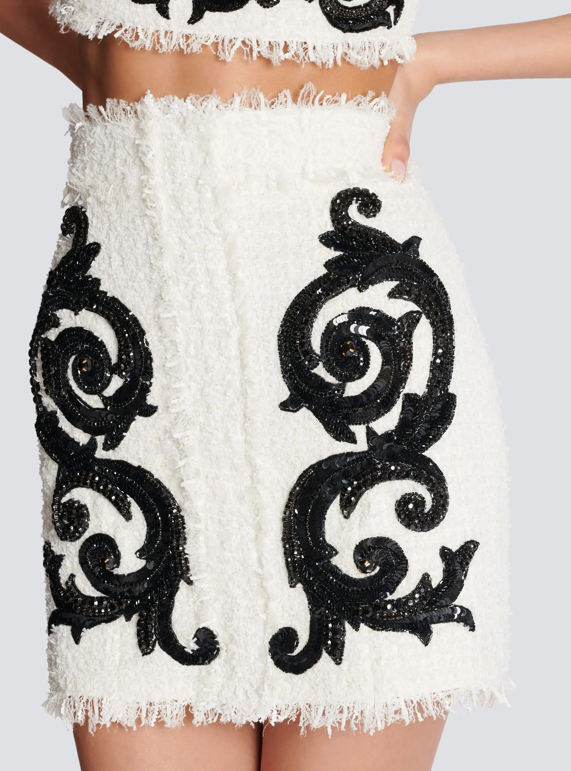 Baroque Tweed Skirt-Balmain Outlet