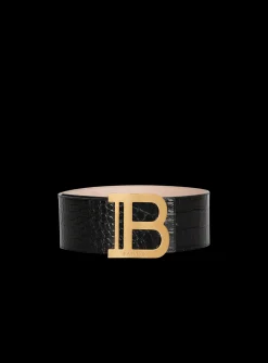 B-Belt In Crocodile-print Leather-Balmain Sale