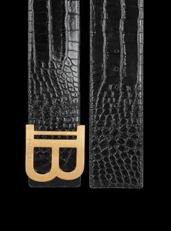 B-Belt In Crocodile-print Leather-Balmain Sale