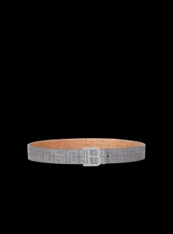 B-Belt In Perforated Monogrammed Leather-Balmain Sale