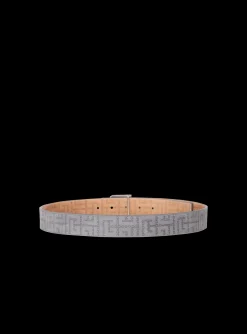 B-Belt In Perforated Monogrammed Leather-Balmain Sale
